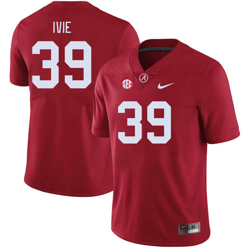 Men #39 Jake Ivie Alabama Crimson Tide College Footabll Jerseys Stitched Sale-Crimson